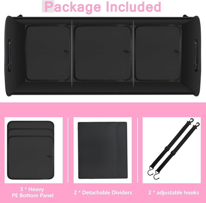 AOPHY Trunk Organizer for Car, 95L Large Capacity Trunk Storage with Non-Slip Bottom Strips, Cargo Organizer for Suv, Truck, Sedan, Waterproof Portable Car Organizers for Women Men(Pink) - Image 3